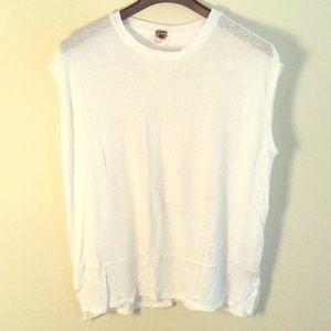 Free People Heathered White Muscle Tee